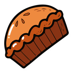 Thanksgiving and fall hand drawn PNG element of a pumpkin pie. Good for stickers, prints, labels, cartoon, clipart, signs, planners, etc.