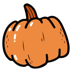 Thanksgiving and fall hand drawn PNG element of a pumpkin. Good for stickers, prints, labels, cartoon, clipart, signs, planners, etc.