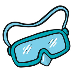 hand drawn snorkeling mask in cartoon, doodle style. PNG sticker, clipart, decor element.