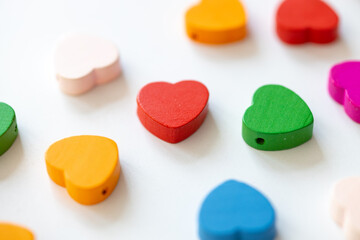 Colored figures in the form of heart on a white background