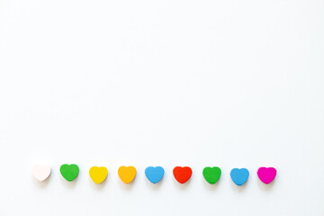 Colored figures in the form of heart on a white background