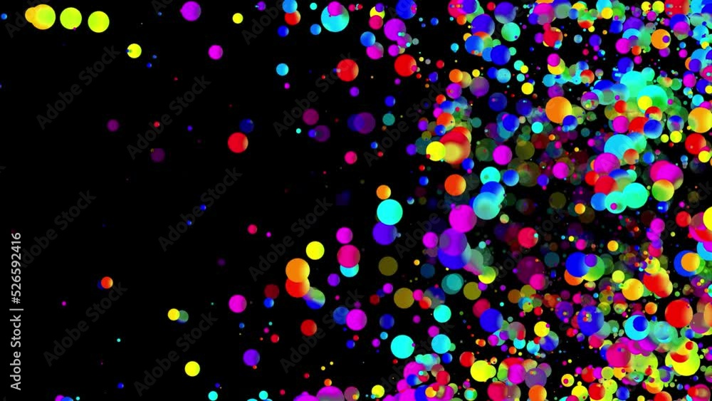 Poster 4k looped abstract background with beautiful multi-colored cicles, flat style smoothly move like pai
