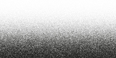 Stipple pattern, dotted geometric background. Stippling, dotwork drawing, shading using dots. Pixel disintegration, random halftone effect. White noise grainy texture. Vector illustration