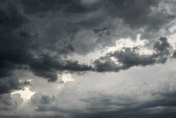 Dark dramatic sky with black storm clouds.