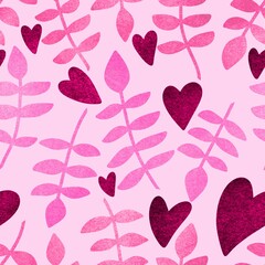 Simple floral seamless leaves line art silhouette pattern for wrapping paper and fabrics and linens