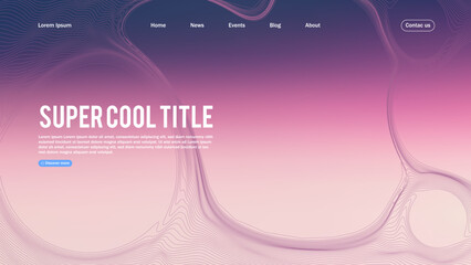 Landing page abstract design with dynamic line bubbles . Template for website or app.