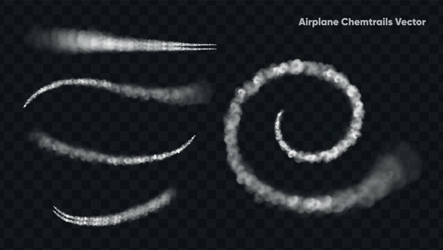 Airplane Chemtrails Set Vector Illustration