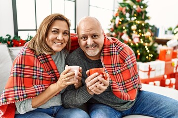 Middle age couple celebrating christmas