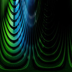 Abstract green blue shapes on a black background