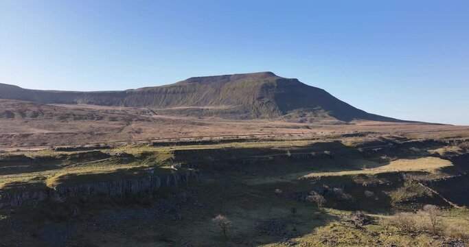 Aerial Shot Of Ingleborough In North Yorkshire