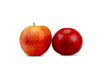 Fototapeta na wymiar Two red ripe apples on a white background. 