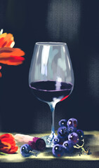 Wine glass mobile home screen wallpaper, artistic background wallpaper design.