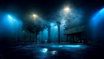 Dark street. Abstract dark blue background