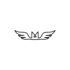 M letter with wing logo design vector
