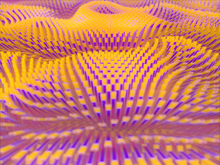 Infinitely wavy field. Abstract background. Virtual reality. 3d rendering digital illustration