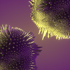 Ferromagnetic shiny organic blobs. Contemporary art. Geometric background. 3d rendering digital illustration