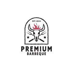 Creative vintage barbeque logo design
