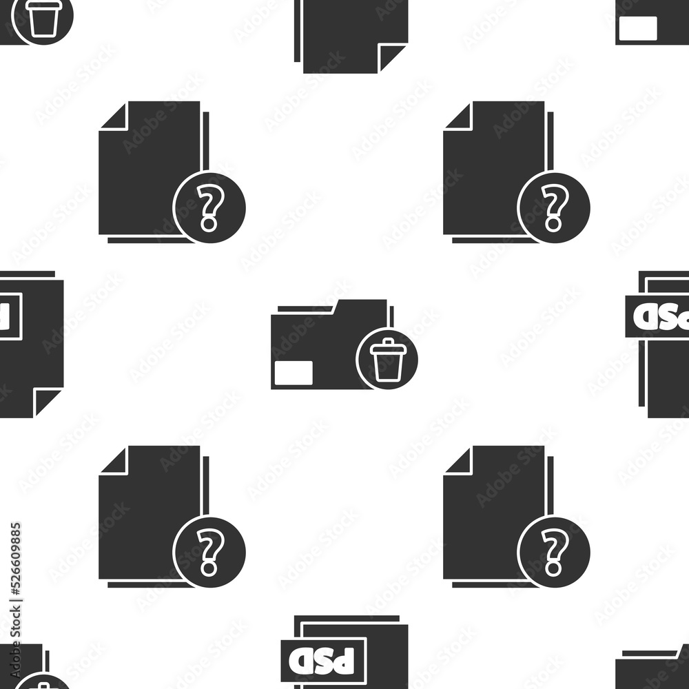 Poster set psd file document, delete folder and unknown document on seamless pattern. vector