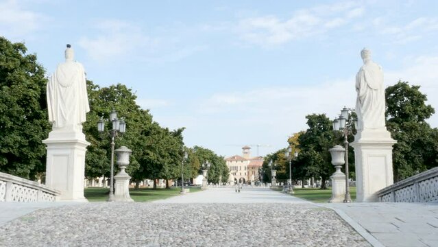 Padua, Italy, view of the main bridge of Prato della Valle square