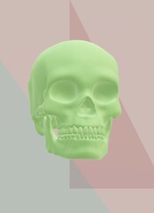 human skull with a cigarette