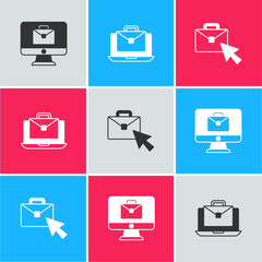 Set Online working, and icon. Vector