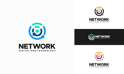 Digital Signal Logo designs concept vector, Network Technology logo symbol Illustration