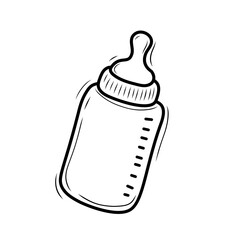 Baby milk bottle vector illustration with hand drawn style on isolated background. Baby milk bottle doodle