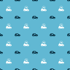 Set Electric car and Eco on seamless pattern. Vector