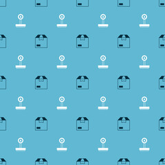 Set Carton cardboard box and Scale on seamless pattern. Vector