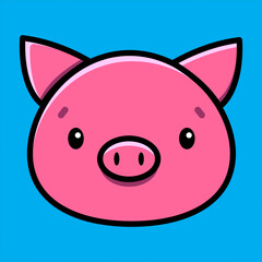 Cartoon image of a cute pink pig head. Vector illustration