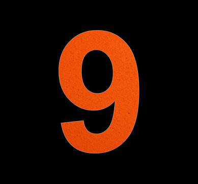 Number 9 - Nine digit on foamy rubber background