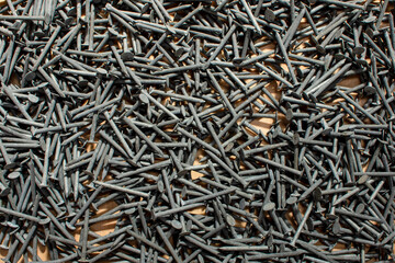 workshop nail display steel nails pile sales working building materials background construction...