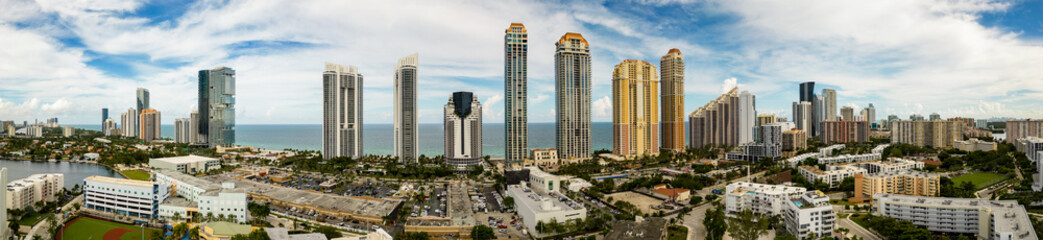 Fototapeta premium Aerial drone panorama Sunny Isles Beach Florida