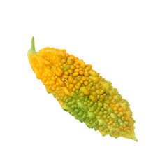 Fresh ripe bitter melon on white background