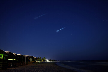 Beautiful view of shooting stars in night sky