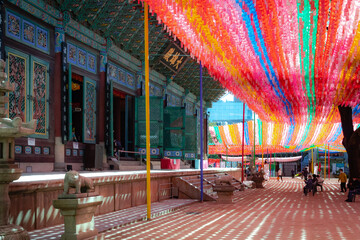 Colorful lanterns Buddha birthday celebration at Jogyesa Buddhist temple in Seoul South Korea	