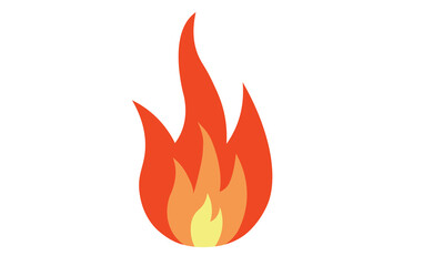 Fire flames isolated on white vector icon.