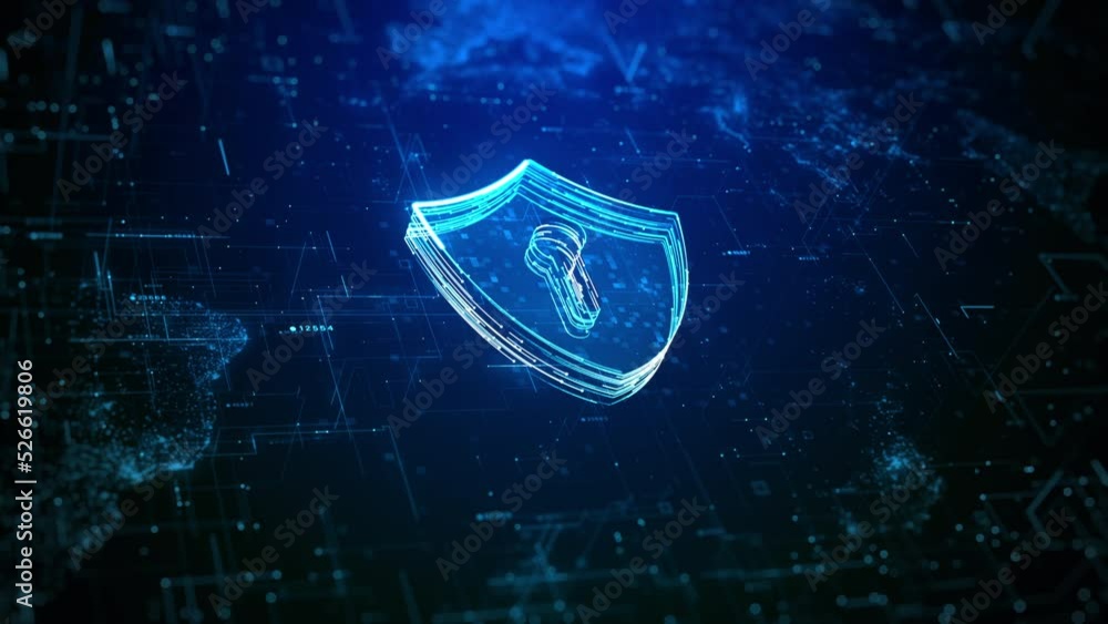 Poster shield icon cyber security, digital data network protection, future technology digital data network 