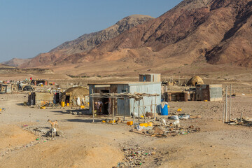 Small huts of a rural settlement in Djibouti