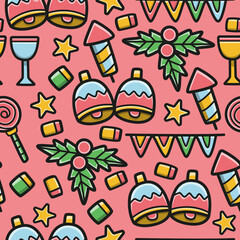 Christmas doodle cartoon pattern illustration design