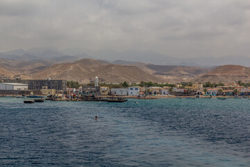 TADJOURA, DJIBOUTI - APRIL 20, 2019: View of the port of Tadjoura, Djibouti