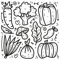 Vegetable doodle cartoon illustration design