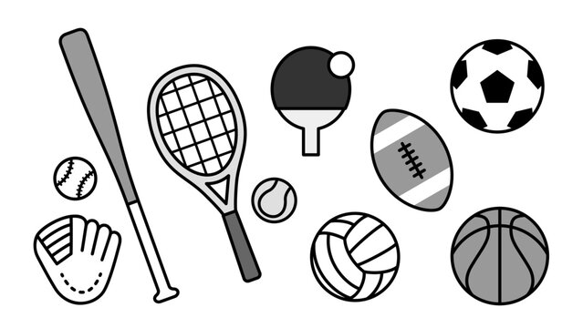 Ball game sports gear icon set