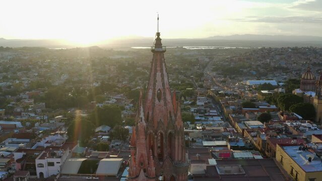 Bird's eye view of the beautiful cityscape of San Miguel de Allende in Mexico