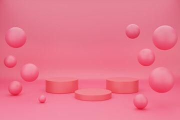vector abstract 3d shape rendering for product placement with modern pink with geometric background vector illustration