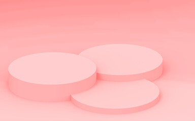 Abstract 3d pink color cylinder podium minimal studio background.