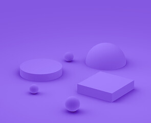 Abstract 3d purple violet platform minimal studio background.