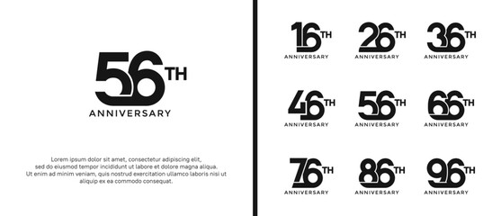 set of anniversary logotype black color on white background for celebration moment