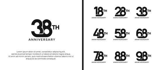 set of anniversary logotype black color on white background for celebration moment