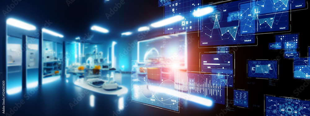 Poster future lab and digital data concept. wide image for banners, advertisements.